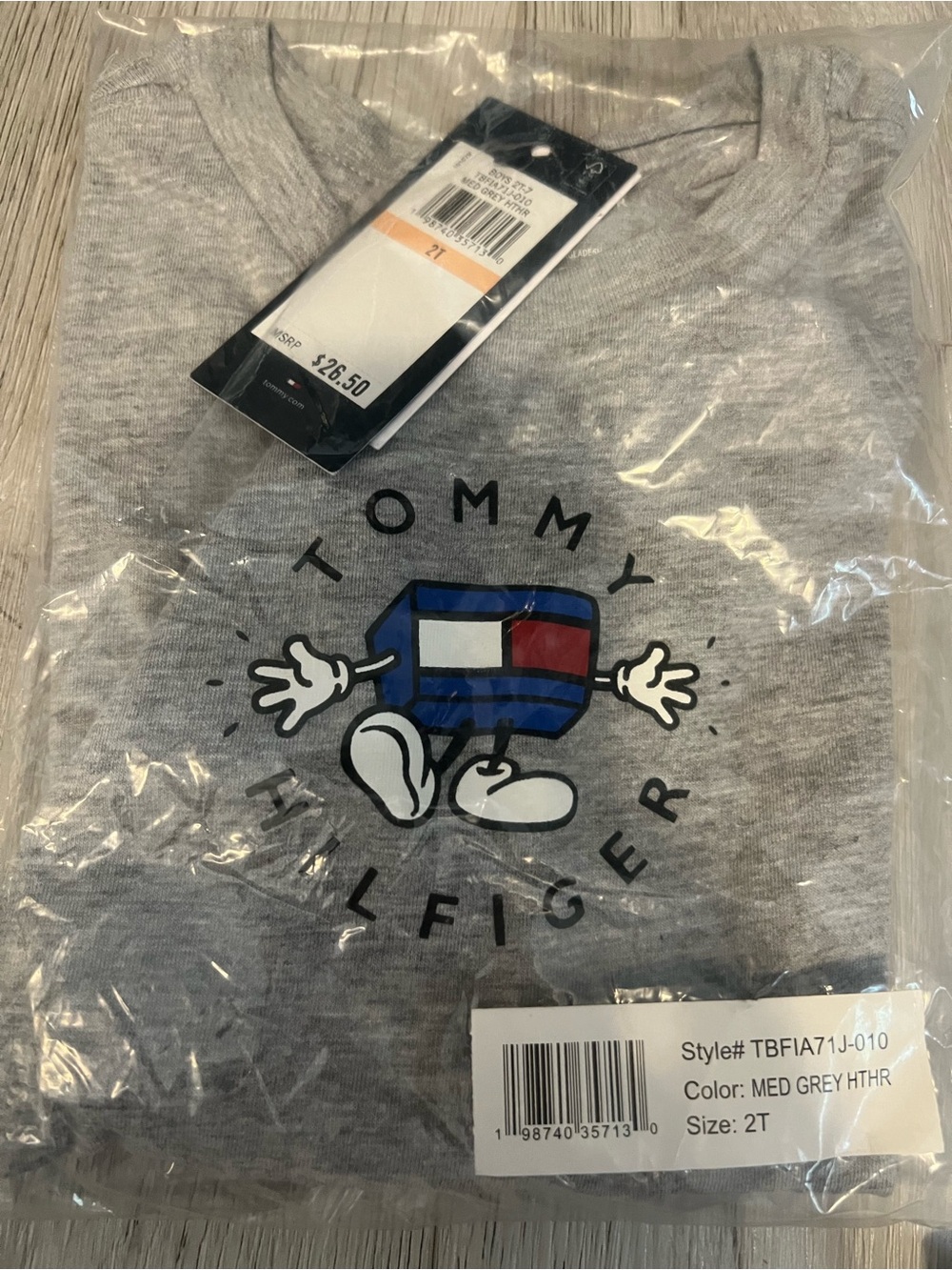 Tommy Hilfiger Toddler Grey Heather Logo Cartoon Tee